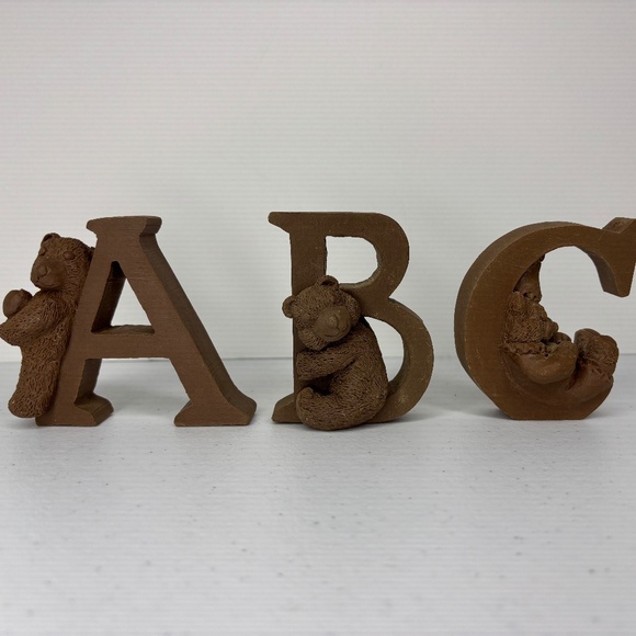 TNT Unfinished ABC Teddy Bear Figurine Set and Teddy Bear Ornament Four Pieces - Picture 3 of 16